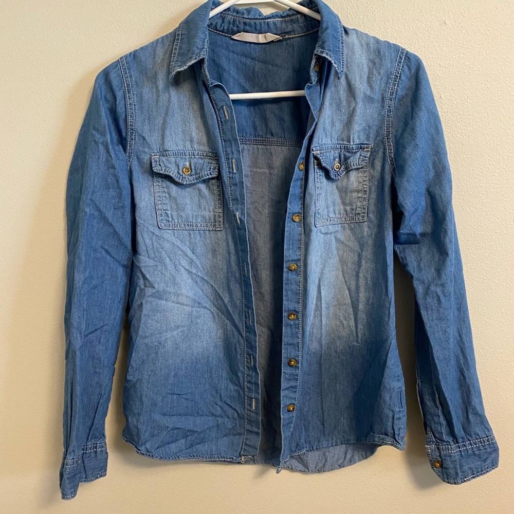 Blue Denim Style Button Up